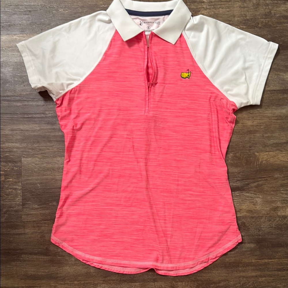 Magnolia Lane Women's Masters Pink and White Polo